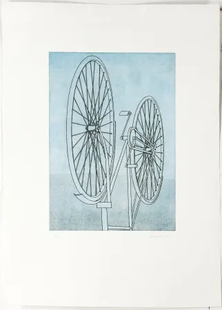 Grabado Klapheck - Fahrrad II - Die Fragwürdigkeit des Ruhms (The dubiousness of fame - Le caractère douteux de la renommée)