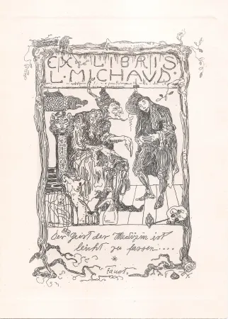 Grabado Klee - Ex Libris L. Michaud