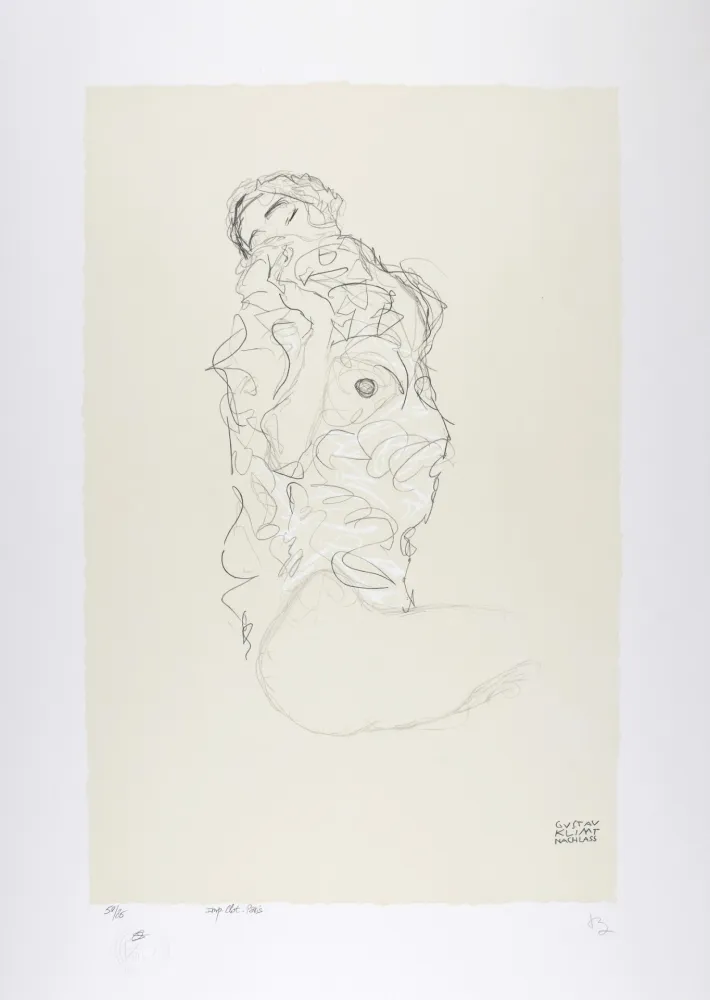 Litografía Klimt - La fille aux yeux fermés, 1917 | The girl with her eyes closed, 1917