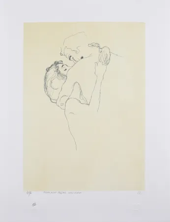 Litografía Klimt - LES AMOUREUX / LOVERS 1904-1905 / Upper bodies of an embracing couple
