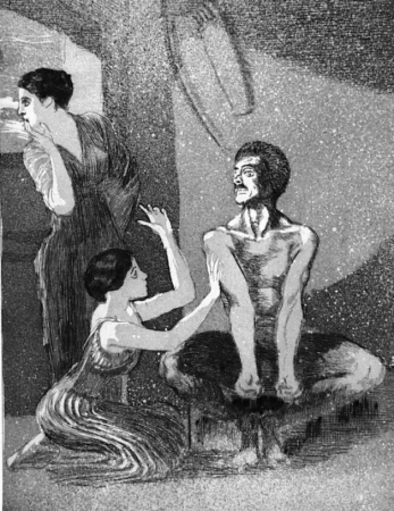 Aguafuerte Y Aguatinta Klinger - La ragazza e il tiratore