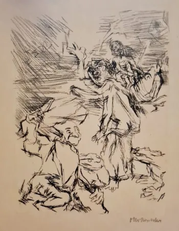 Punta Seca Kokoschka - Die Frösche: Dionysos und der schwer beladene Xanthias am Totensee