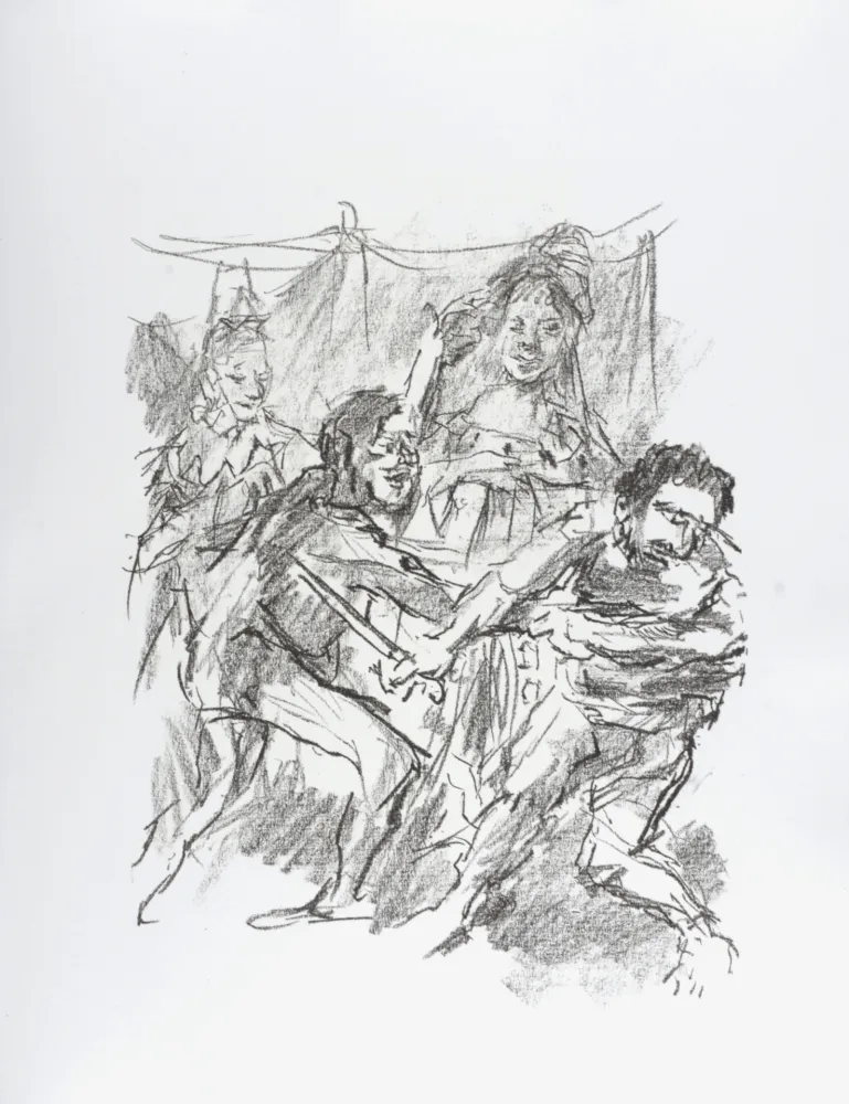 Litografía Kokoschka - Edgar and Edmund fight , 1963