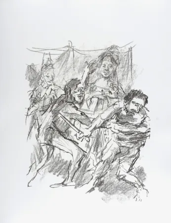 Litografía Kokoschka - Edgar and Edmund fight , 1963