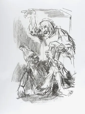 Litografía Kokoschka - Lear and Fool, 1963