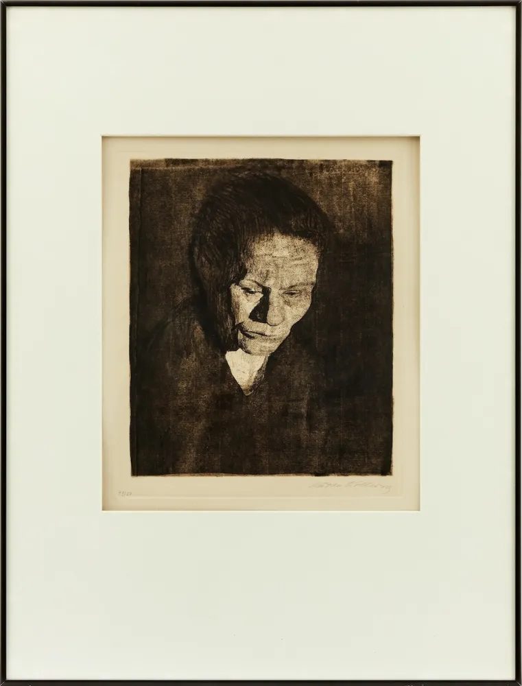 Aguafuerte Kollwitz - Cabeza de Mujer hundida
