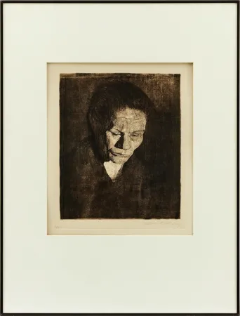 Aguafuerte Kollwitz - Cabeza de Mujer hundida