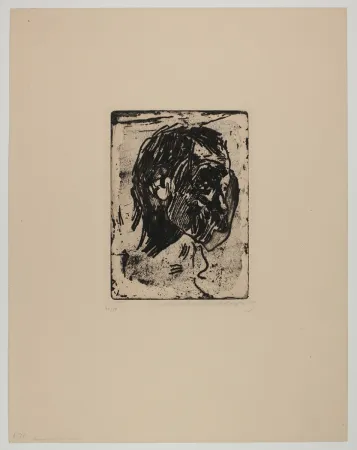 Grabado Kollwitz - Männerkopf nach rechts (Man's head turned right)
