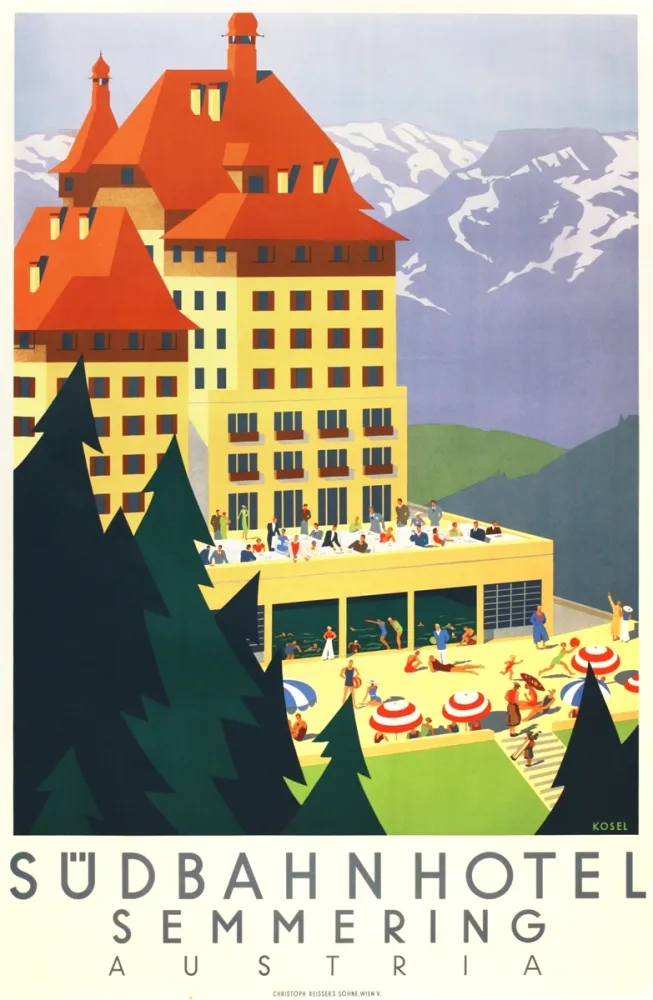 Litografía Kosel - Südbahnhotel Semmering Austria