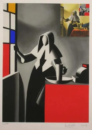Litografía Kostabi - SENZA TITOLO