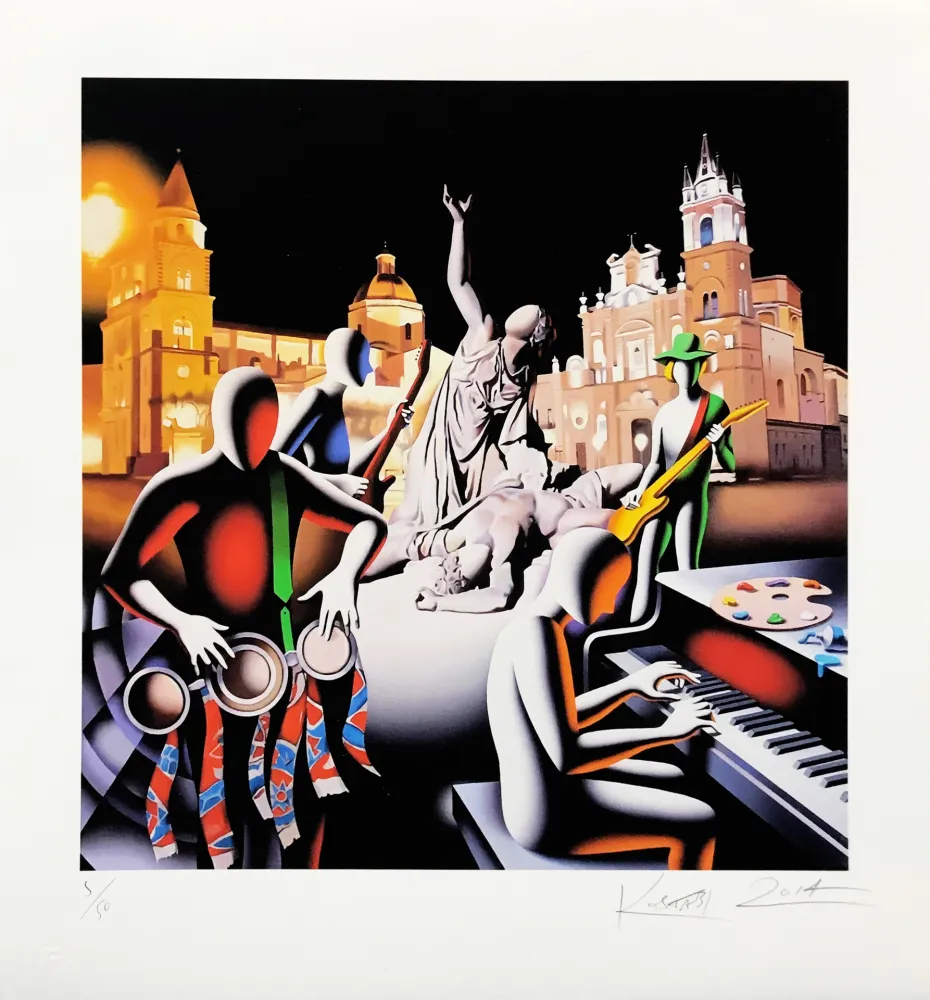 Serigrafía Kostabi - THE FIRST SET WAS IN STONE