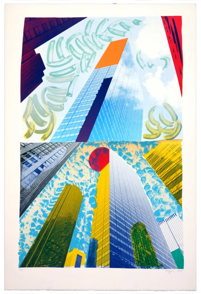 Litografía Krøjer - Up town Manhattan