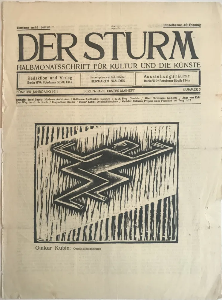 Grabado En Madera Kubin - Cubist Male Figure