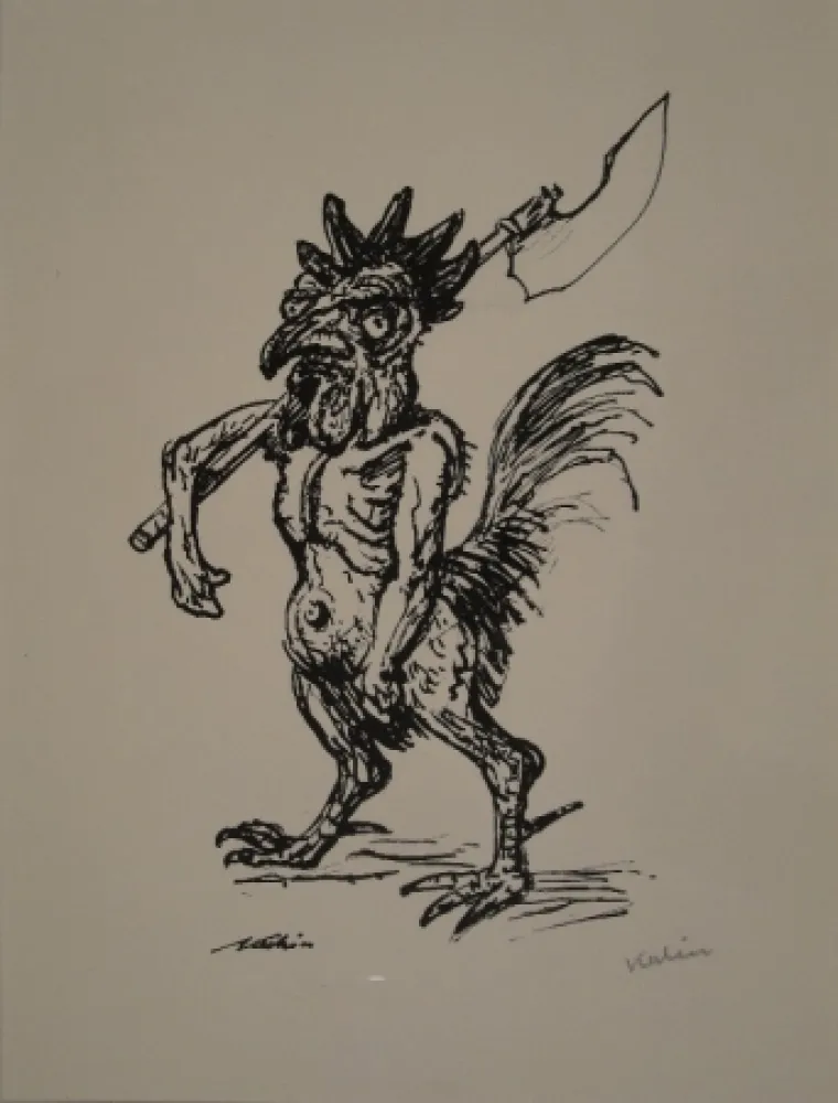 Litografía Kubin - Kampfhahn