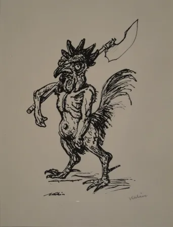 Litografía Kubin - Kampfhahn