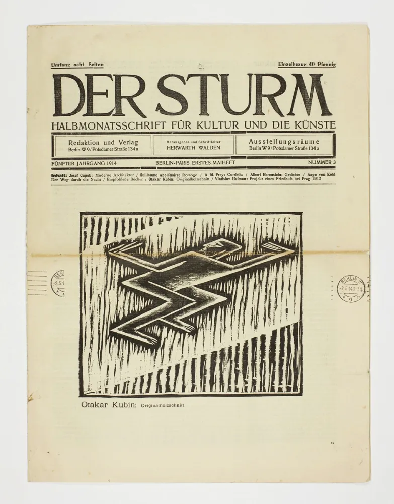 Grabado En Madera Kubín - Untitled (Cubist male figure) 