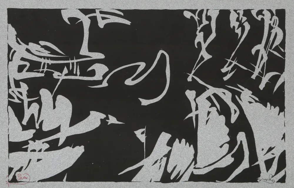 Grabado En Madera Kupka - Bílé rytmy na černém