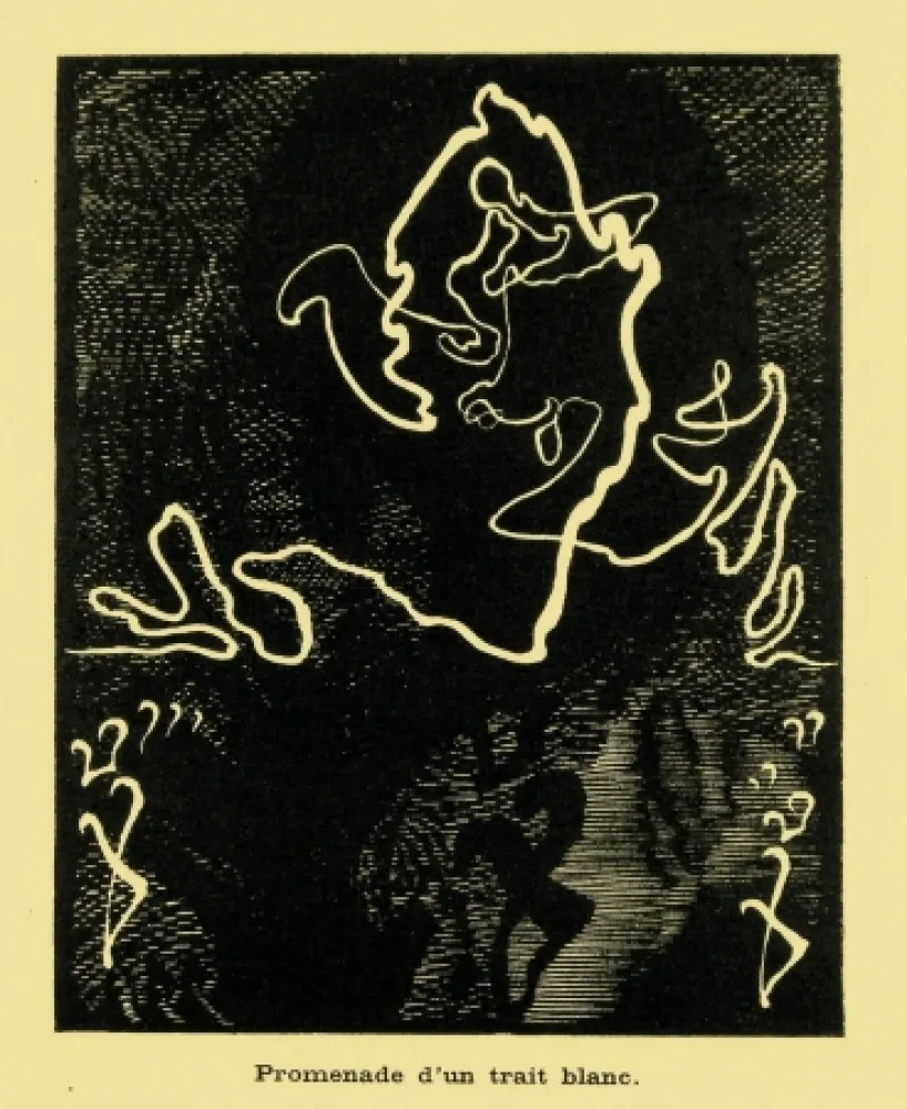 Grabado En Madera Kupka - Promenade d'un trait blanc