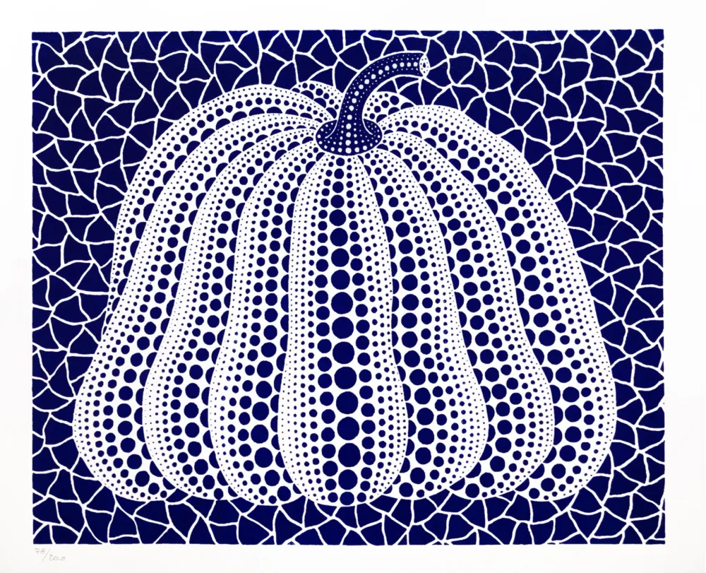 Litografía Kusama - Pumpkin (Dark Blue)