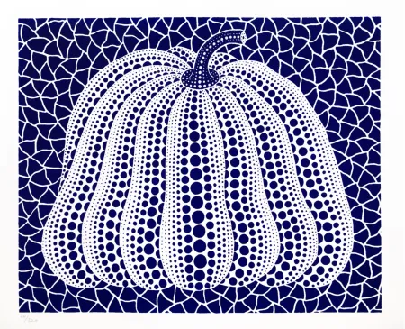 Litografía Kusama - Pumpkin (Dark Blue)