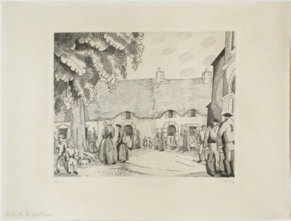 Aguafuerte Laboureur - La Sortie de la Grand'messe