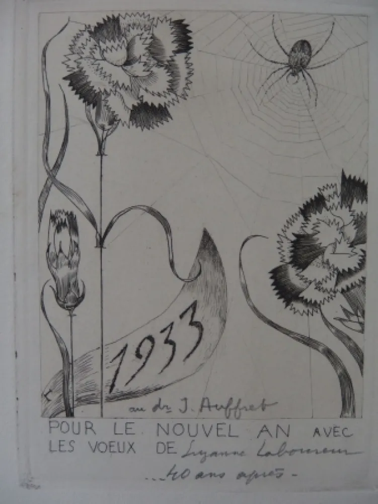Grabado Laboureur - L'araignée aux fleurs