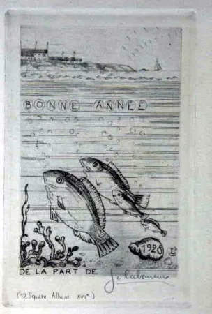Aguafuerte Laboureur - Marine aux quatre poissons