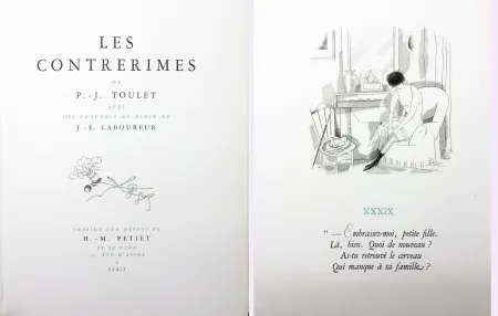 Libro Ilustrado Laboureur - Paul-Jean Toulet : LES CONTRERIMES. 62 gravures originales + suite complète (1930)
