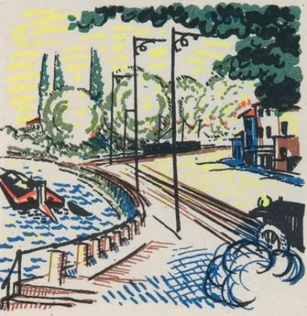 Libro Ilustrado Laboureur - Promenade avec Gabrielle. Texte et images lithographiés en couleurs par Jean Giraudoux et Jean-Emile Laboureur.