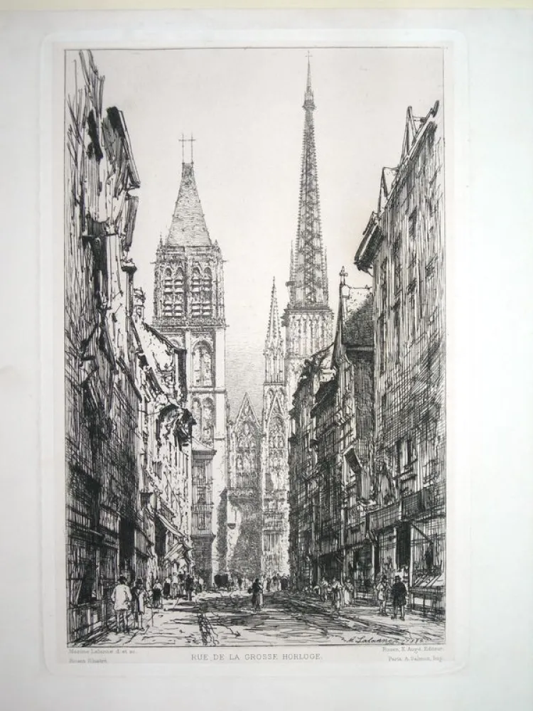 Grabado Lalanne - Rue de la Grosse Horloge