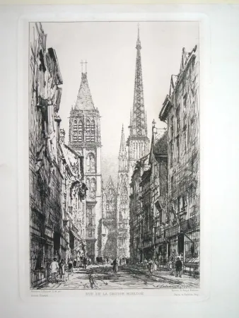 Grabado Lalanne - Rue de la Grosse Horloge