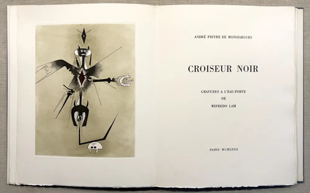 Libro Ilustrado Lam - A. Pieyre de Mandiargues. CROISEUR NOIR. Avec 6 eaux-fortes de Lam et suite signée complète (1972)