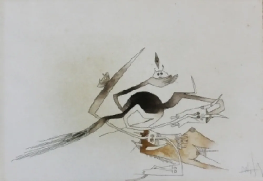 Aguafuerte Y Aguatinta Lam - Contre une maison sèche