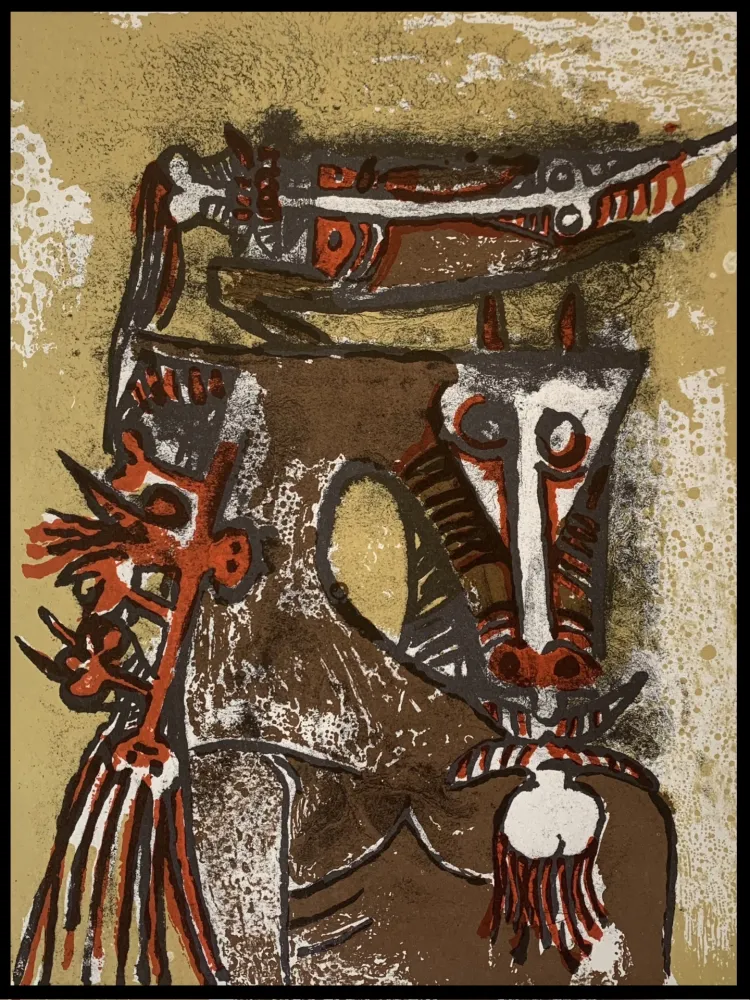 Litografía Lam - Double personnages 