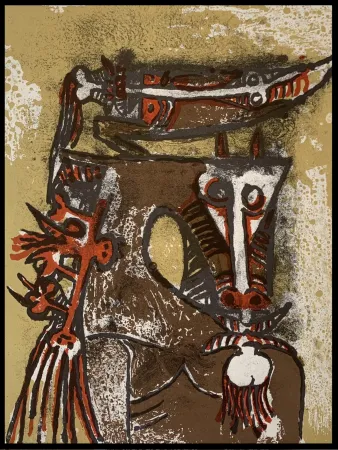 Litografía Lam - Double personnages 