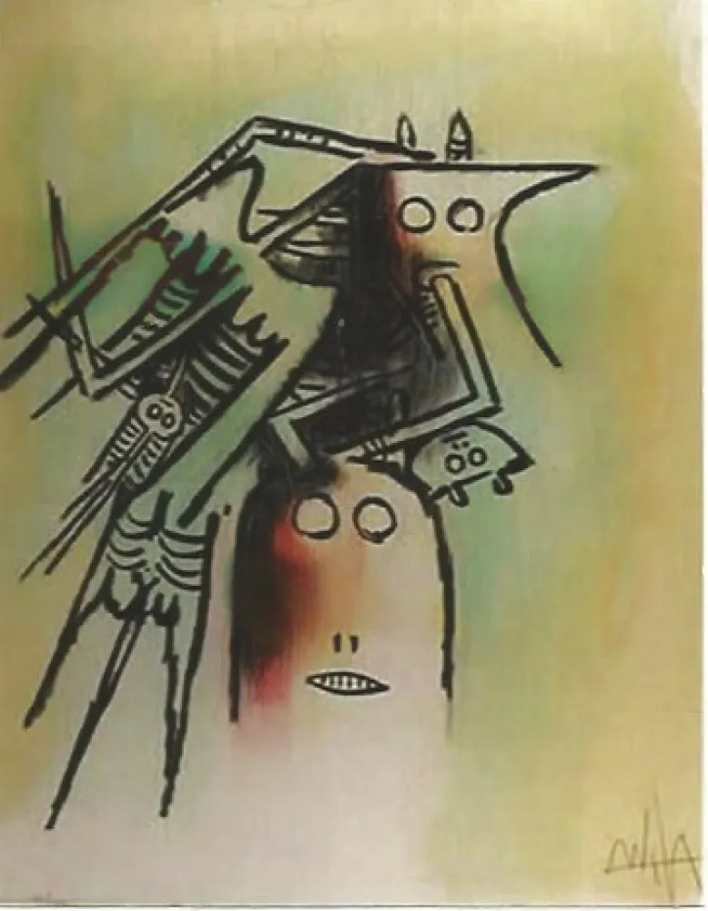 Litografía Lam - Elle, casquee