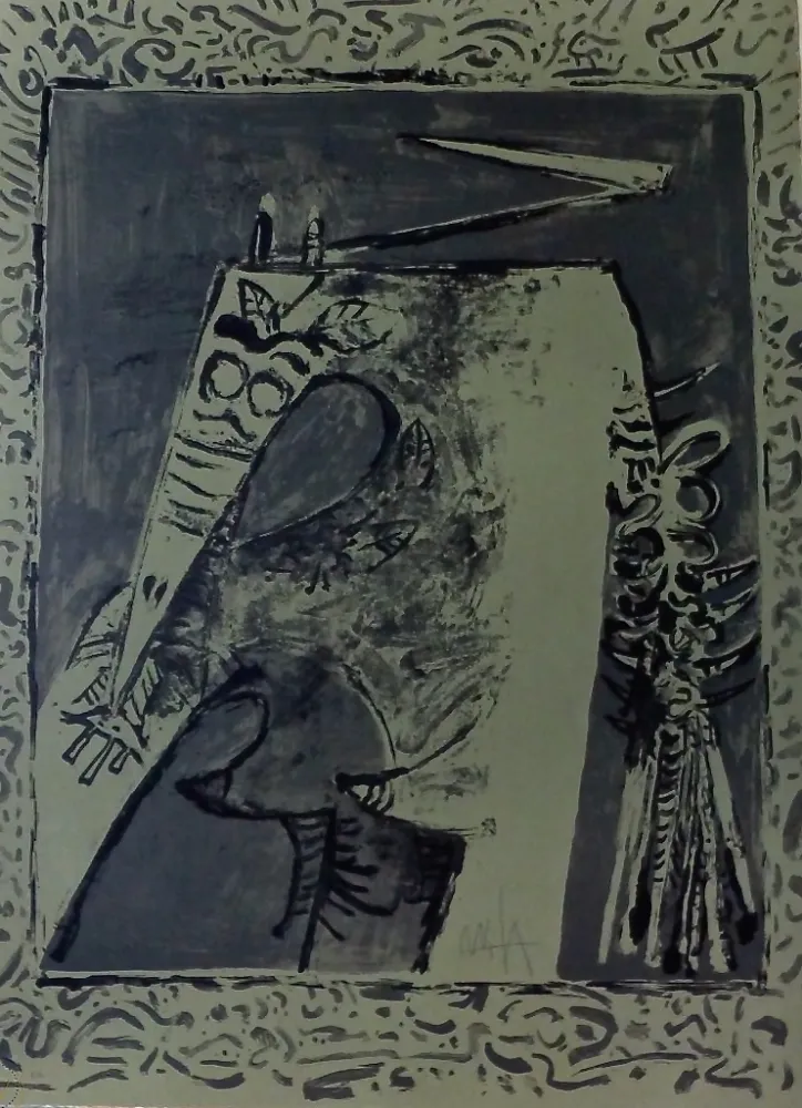 Litografía Lam - Figura verde