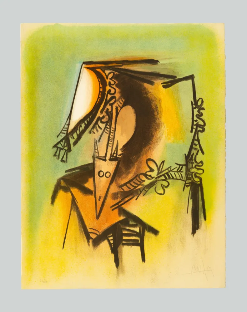 Litografía Lam - Les loa Petro enfantent dans la danse