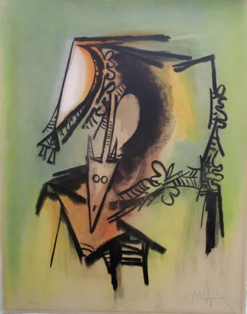 Litografía Lam - Les loa petro enfantent dans la danse