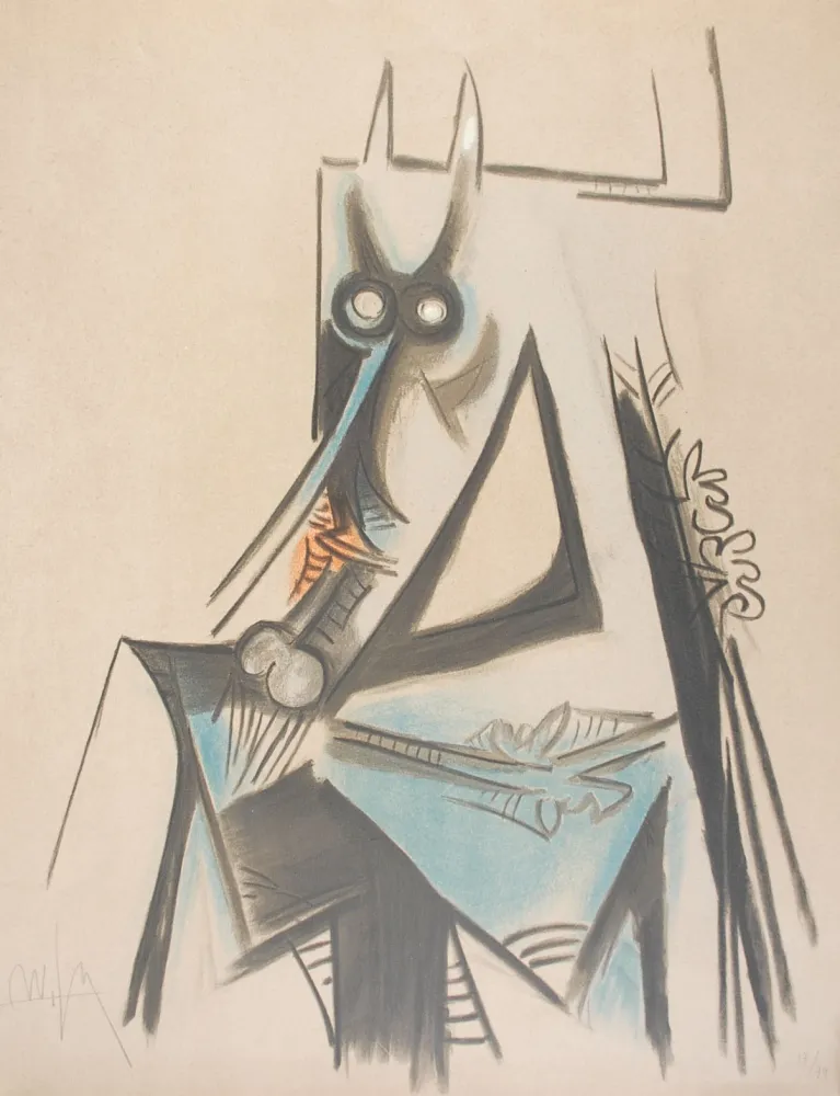 Litografía Lam - Les vaches sont maigres en Haïti