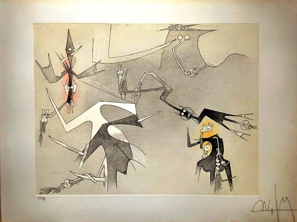 Aguafuerte Y Aguatinta Lam - Visible Invisible, 1972 - Aquatint and Erching, Hand signed!