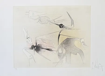 Aguatinta Lam - Wifredo Lam (1902–1982) - Untitled from ''Visible Invisible'' folder - Aquatint etching on Goya paper - 1972