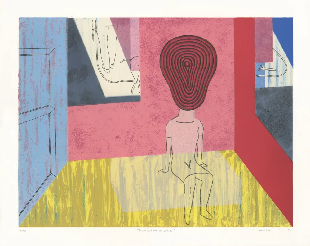 Litografía Lambé - Dans la tête du chien