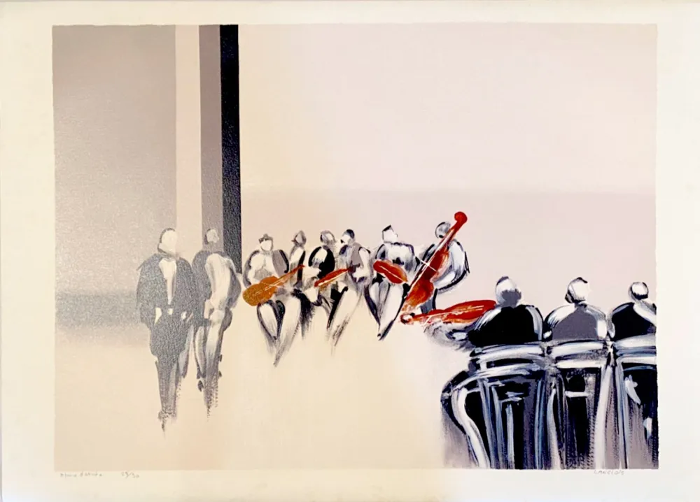 Litografía Langlois - Les Musiciens