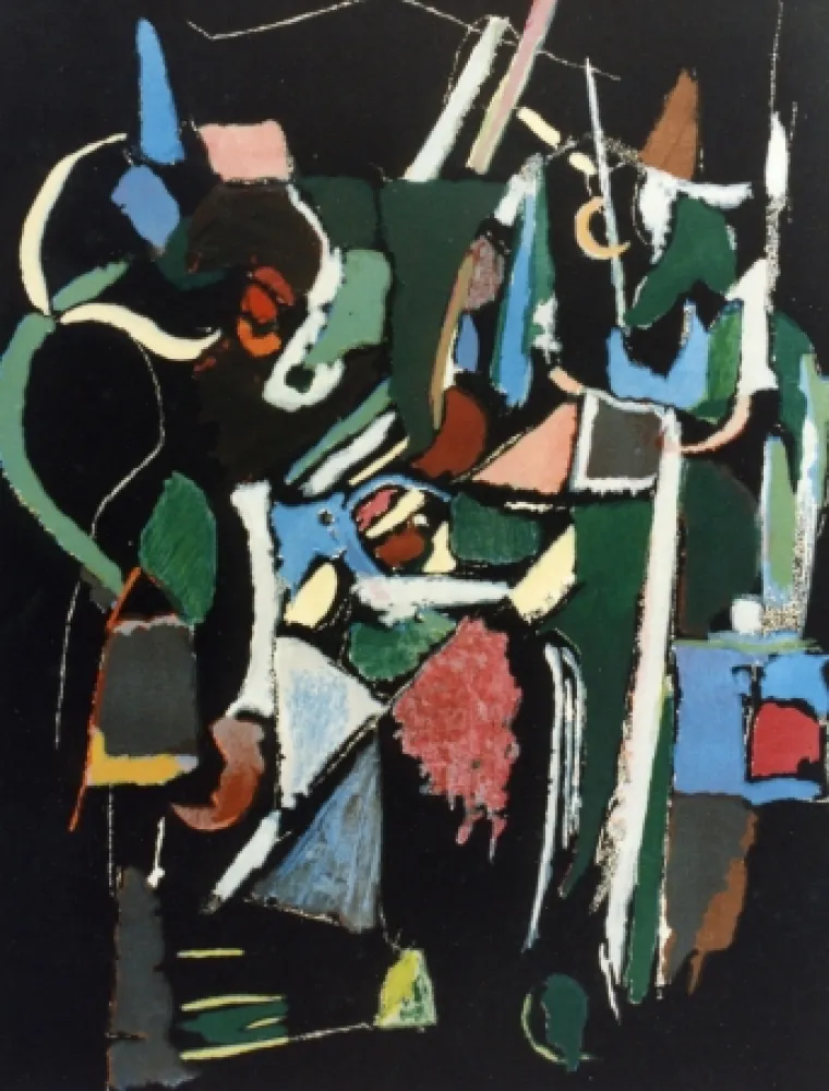 Litografía Lanskoy - Composition noir 1