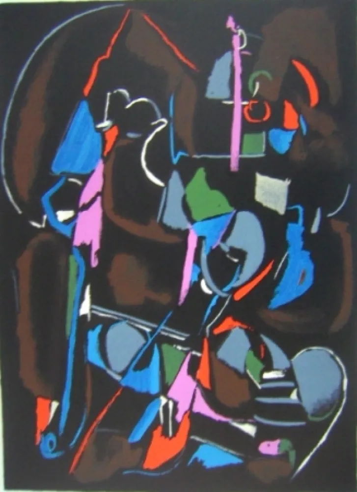 Litografía Lanskoy - Composition noir 4