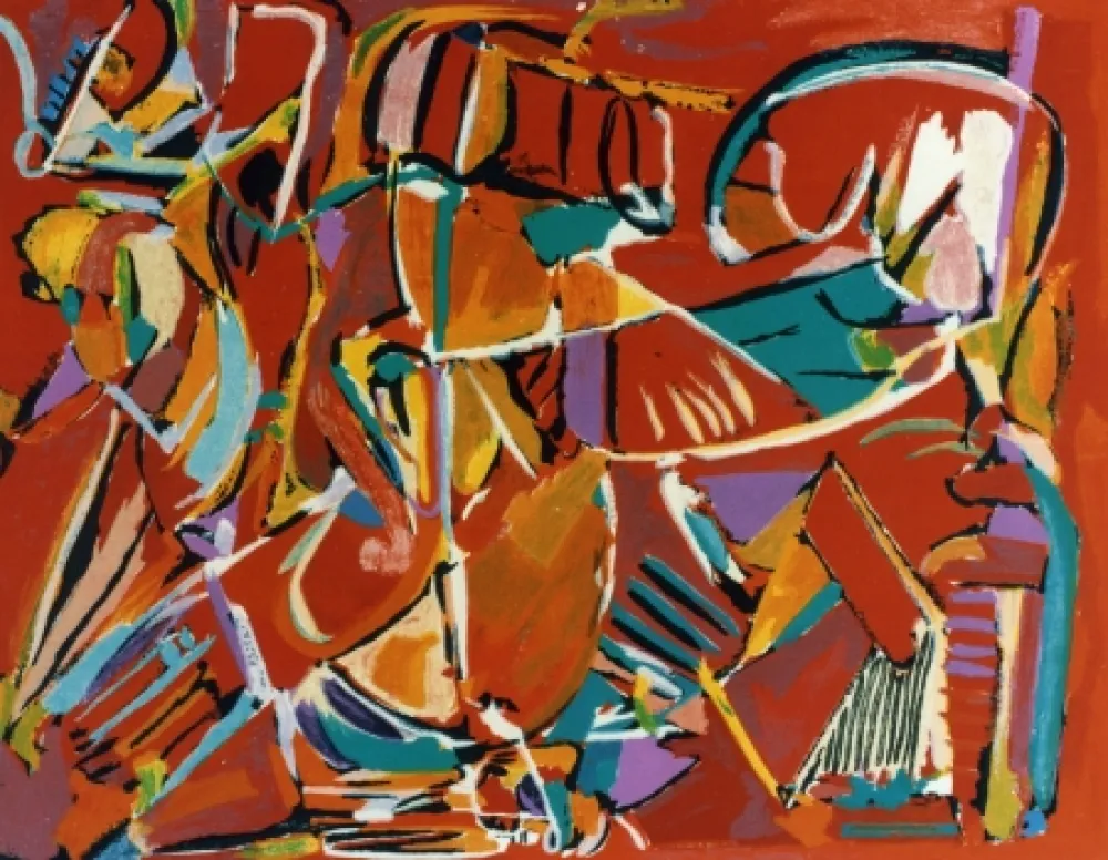 Litografía Lanskoy - Composition rouge 5