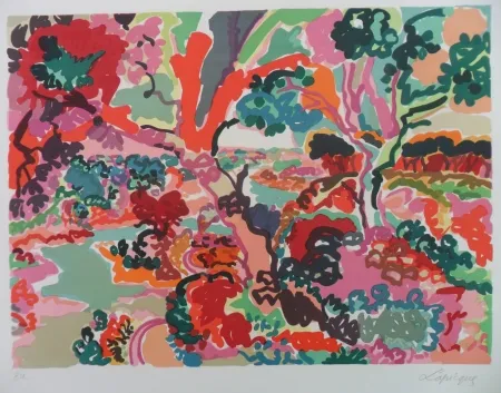 Litografía Lapicque - Foret au bord du Trieux