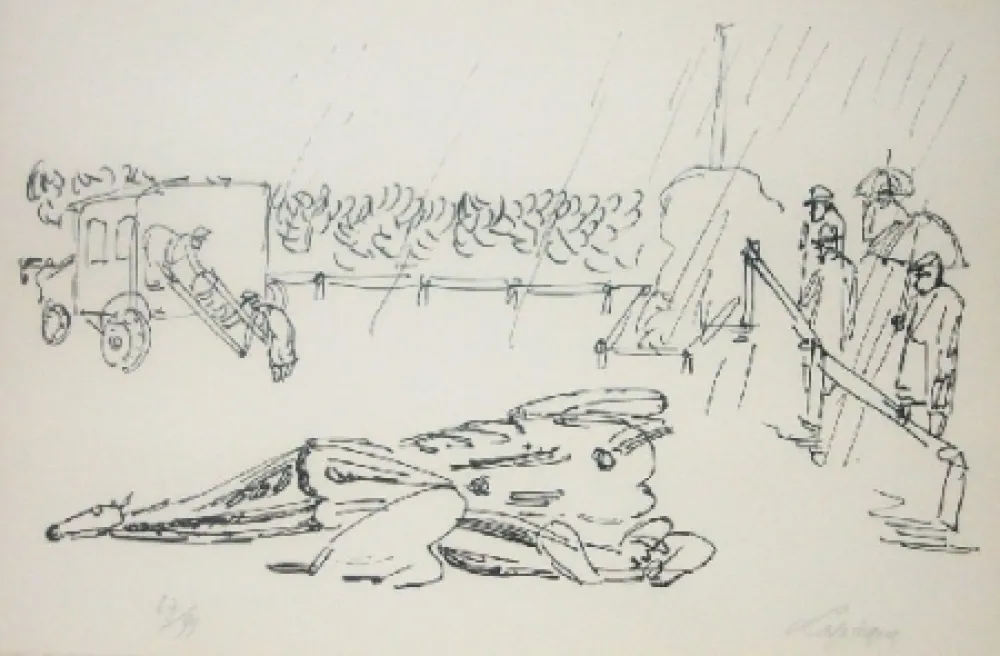 Litografía Lapicque - L'accident