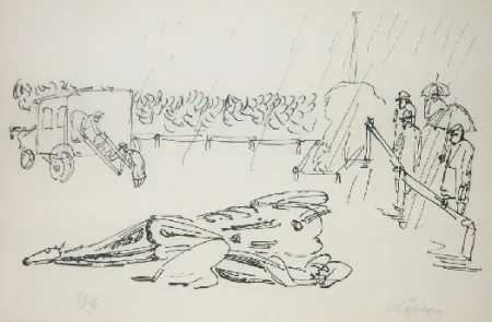 Litografía Lapicque - L'accident